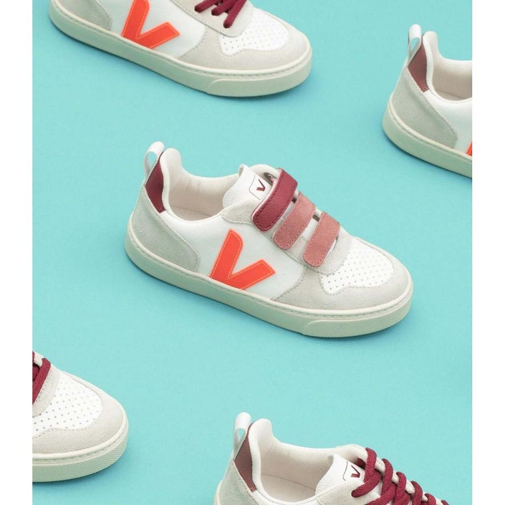 Kids' Veja V-10 X BONTON Sneakers White/Orange | ZA 842EBC